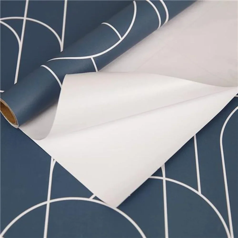 Modern Blue Geometric Wallpaper Matte Navy Blue 17.71 in X 118